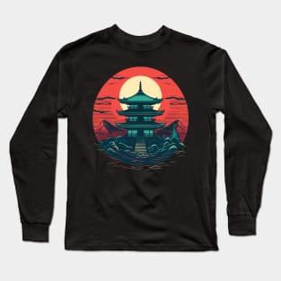 Retrowave Pagoda Dreams Long Sleeve T-Shirt